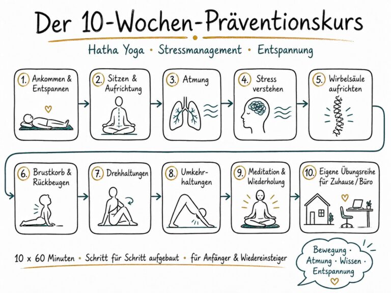Der 10 Wochen ZPP Präventionskurs mit Hatha Yoga, Stressmanagement und Entspannung mit YogiCoach Marc Fenner