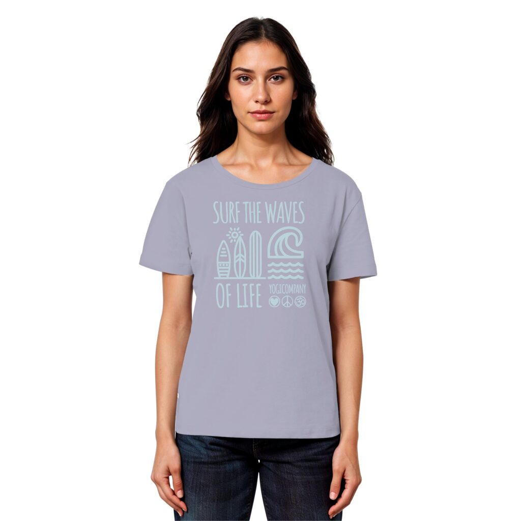 Surf the Waves of Life - grau - Yoga T-Shirt Damen